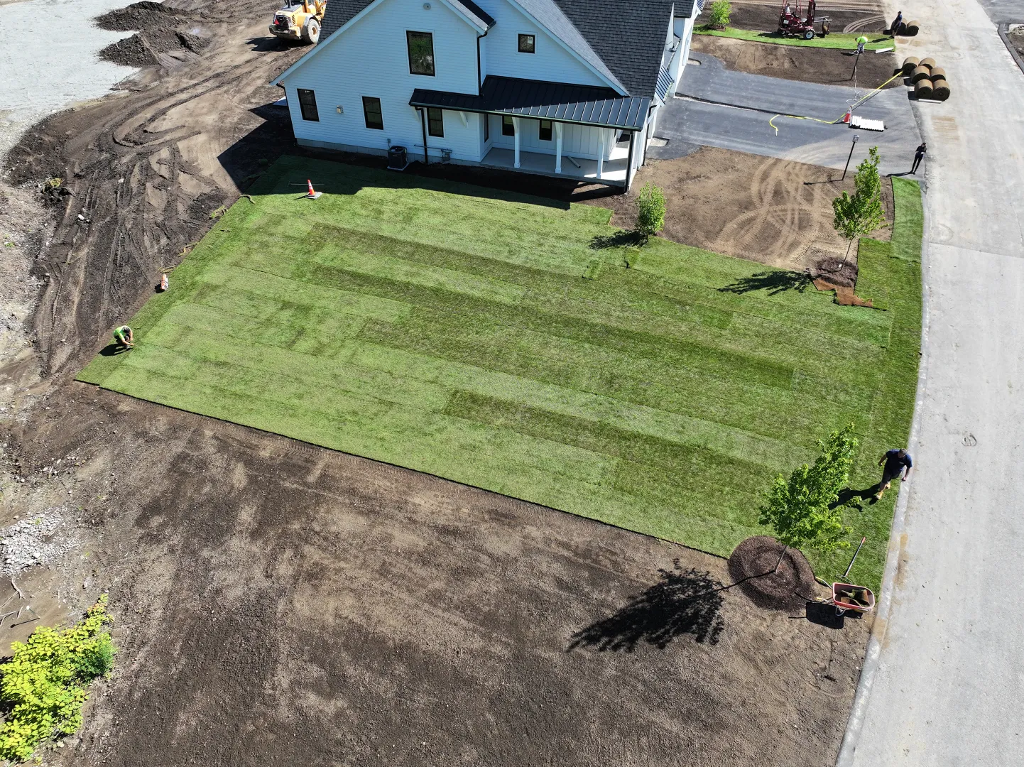 sod installation on a large yard in NH Lakes region